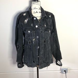 Zara Mens Overly Distressed Jean Jacket